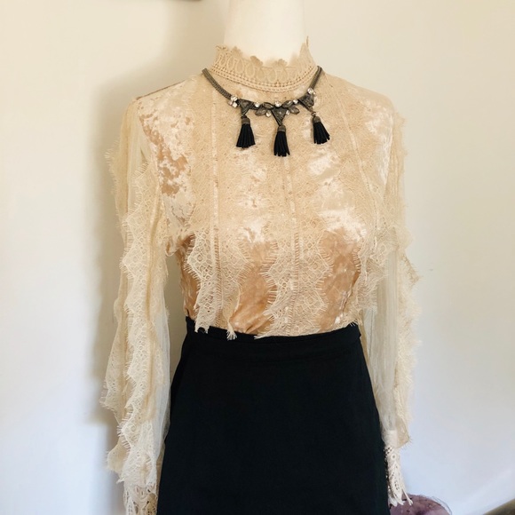 Ruffled Velvet Blouse - Picture 2 of 7